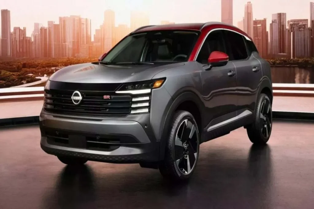 SUV Nissan moderno na cor cinza com detalhes vermelhos, ilustrando carta de crédito contemplada para veículos com aquisição imediata.